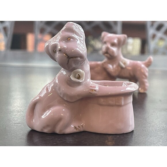 Pair Vintage Ceramic Dog Toothpick Holders Bulldog & Terrier Japan VTG - Picture 8 of 12